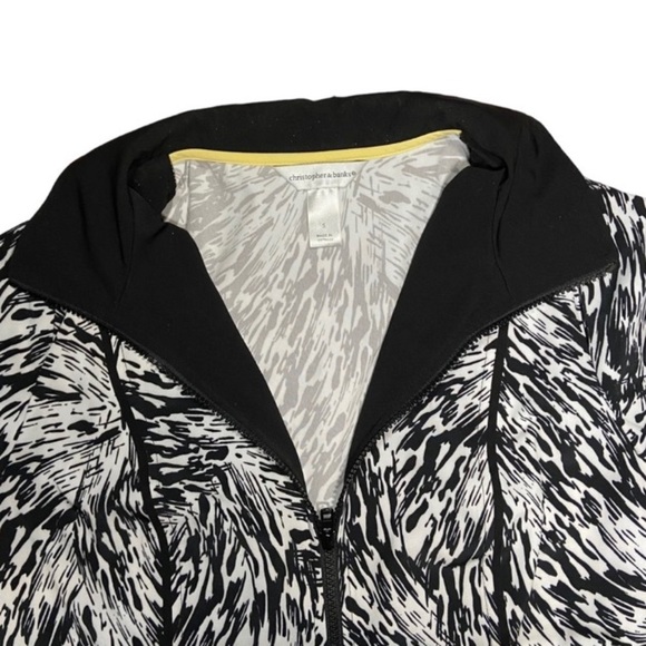 5/$25 Geometric Print Light Jacket Black White Zip Front  Pattern Activewear - Picture 4 of 7